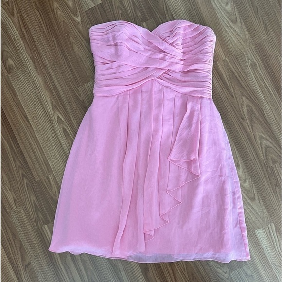 Davids Bridal Dress Strapless Crinkle Chiffon Cascade Bridesmaid - Picture 11 of 11